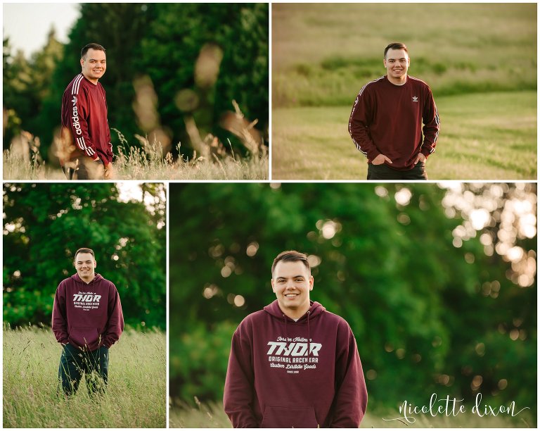 High school senior poses in field in Clinton near Pittsburgh