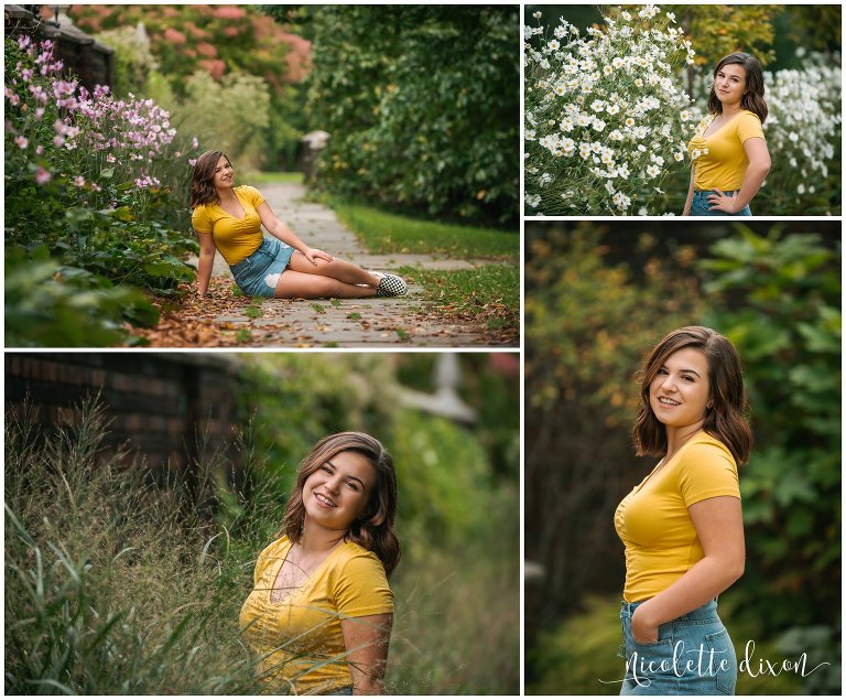 High school senior poses in fields and flowers in Mellon Park near Pittsburgh