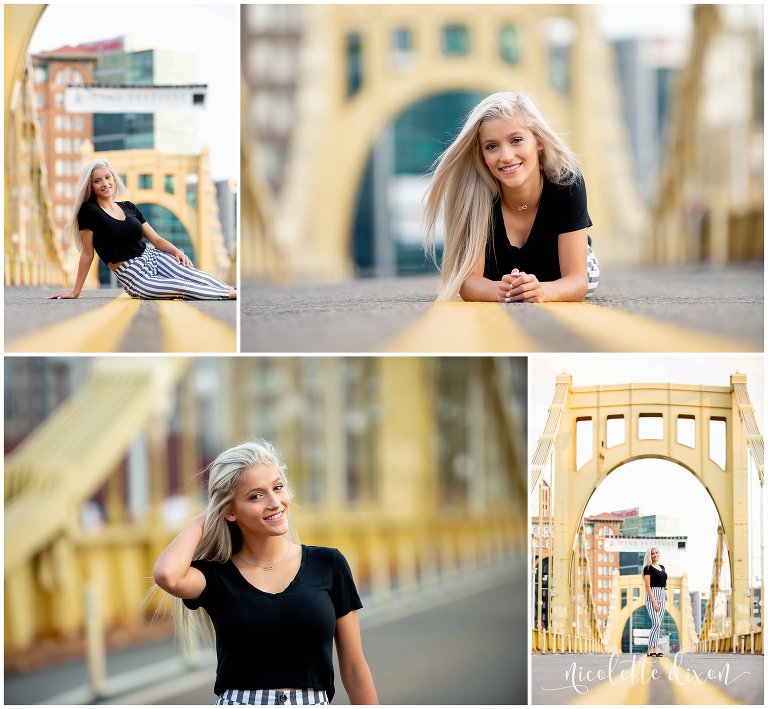 High School Senior Girl Laying on Bridge in Greensboro North Carolina