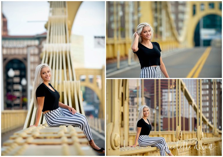 High School Senior Girl Sitting on Bridge in Greensboro North Carolina