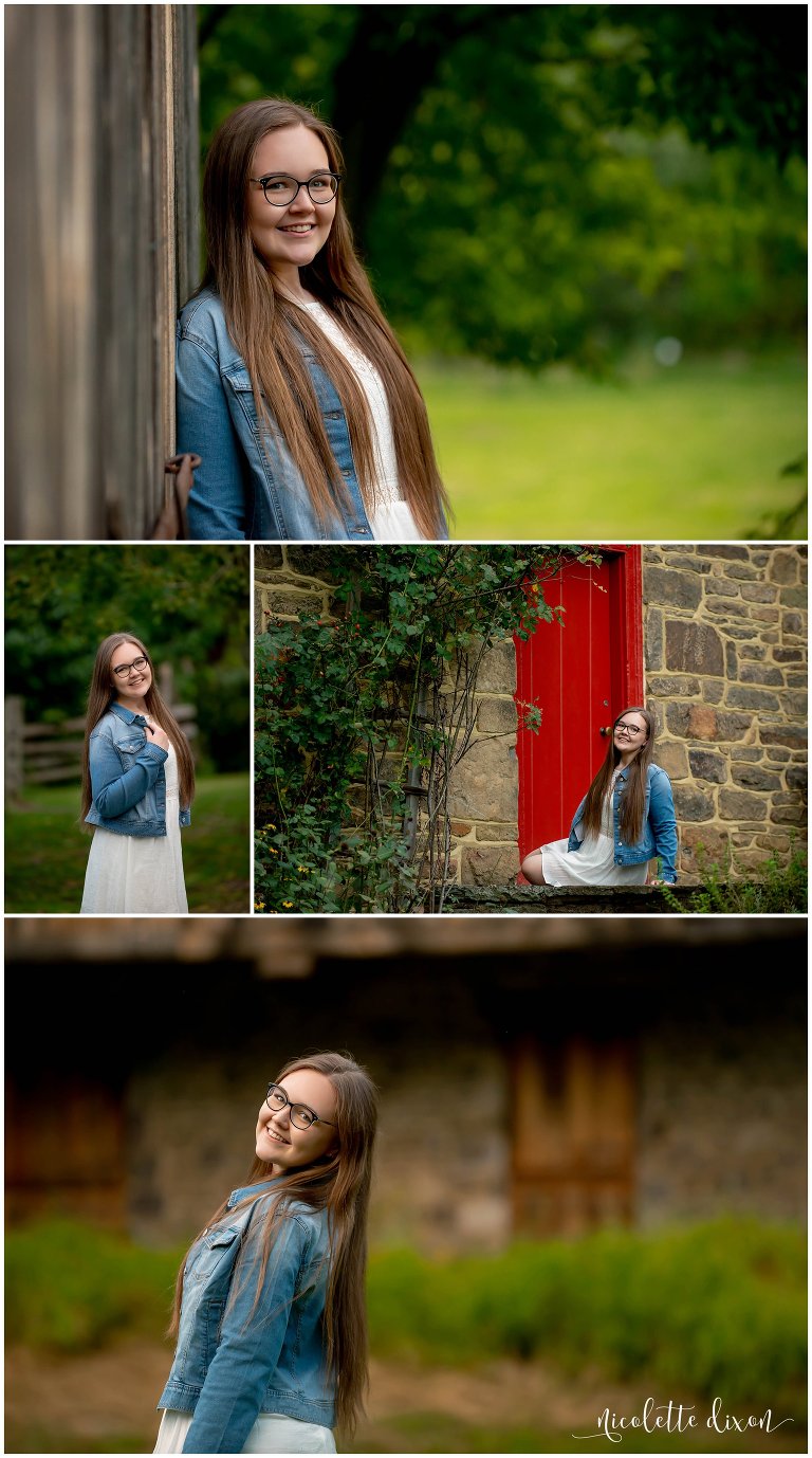 High School Senior Girl Standing Next to Building in Greensboro NC