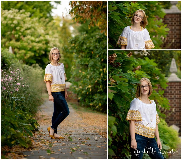 High School Senior Girl Standing on Path in Greensboro NC