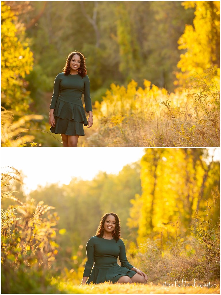 High School Senior Girl Standing on a Wooded Path in Greensboro NC