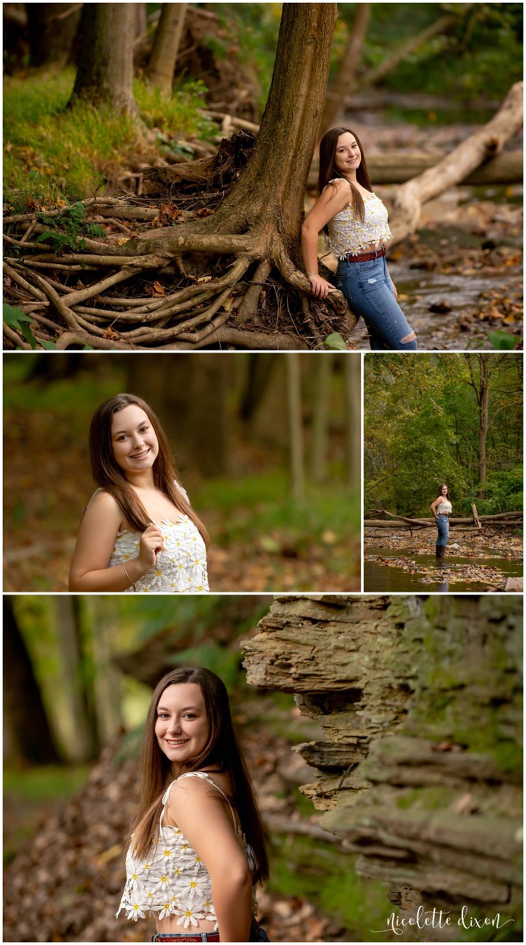 High School Senior Girl Leaning up Against a Tree in High Point NC