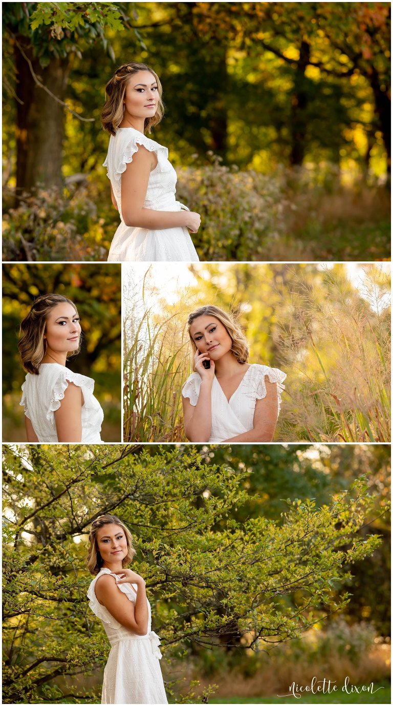 High School Senior Girl Standing in Front of Tree in Greensboro NC