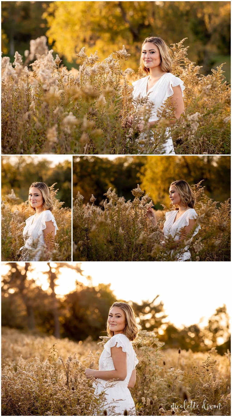 High School Senior Girl Standing in Field in Greensboro NC